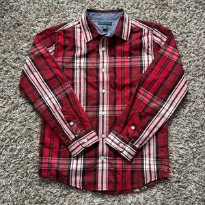 Tommy Hilfiger Red Plaid Button Down Shirt Boys Size M (10/12)